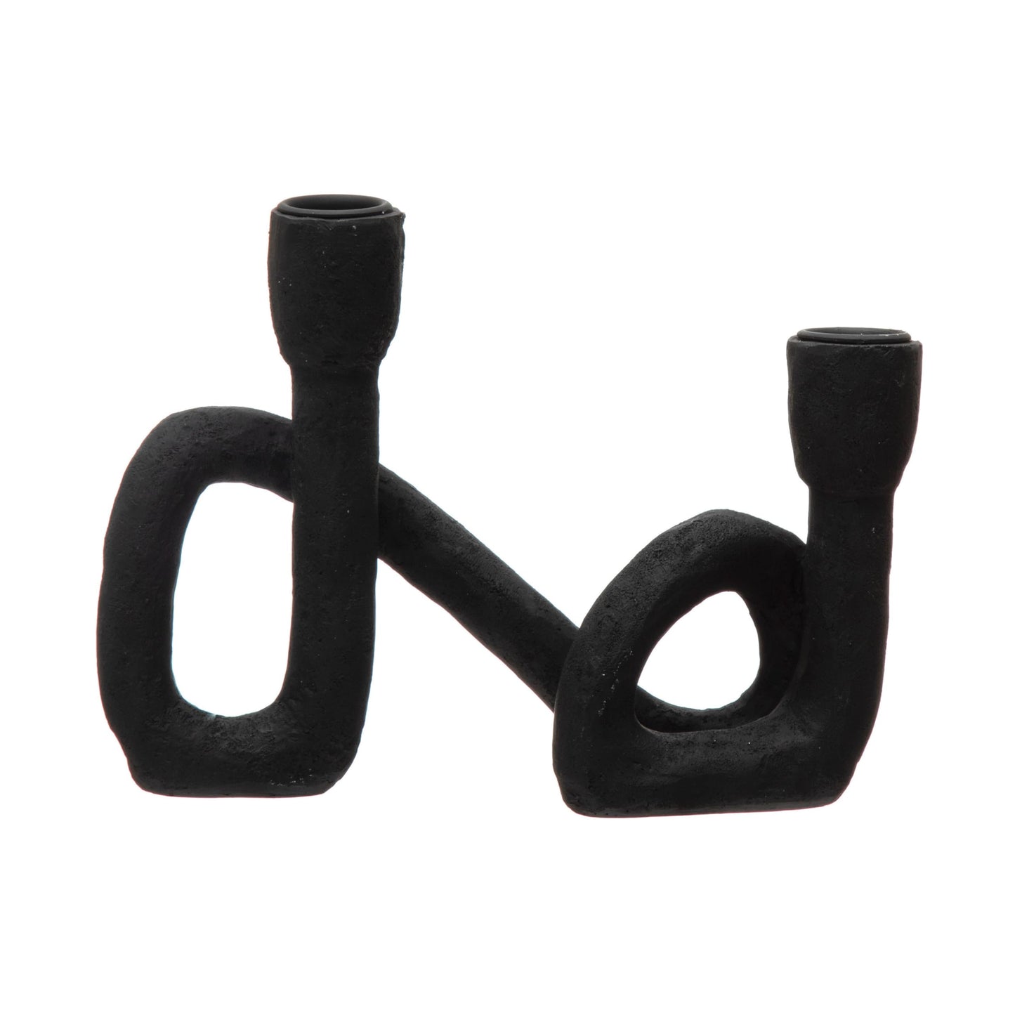 Bloomingville Decorative Resin Double Taper Candle Holder, Black