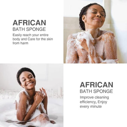 UJFQBH 3 Pieces African Bath Sponge African Net Long Net Bath Sponge Exfoliating Shower Body Scrubber Back Scrubber Skin Smoother,Great for Daily Use (Brown, Blue, Purple)