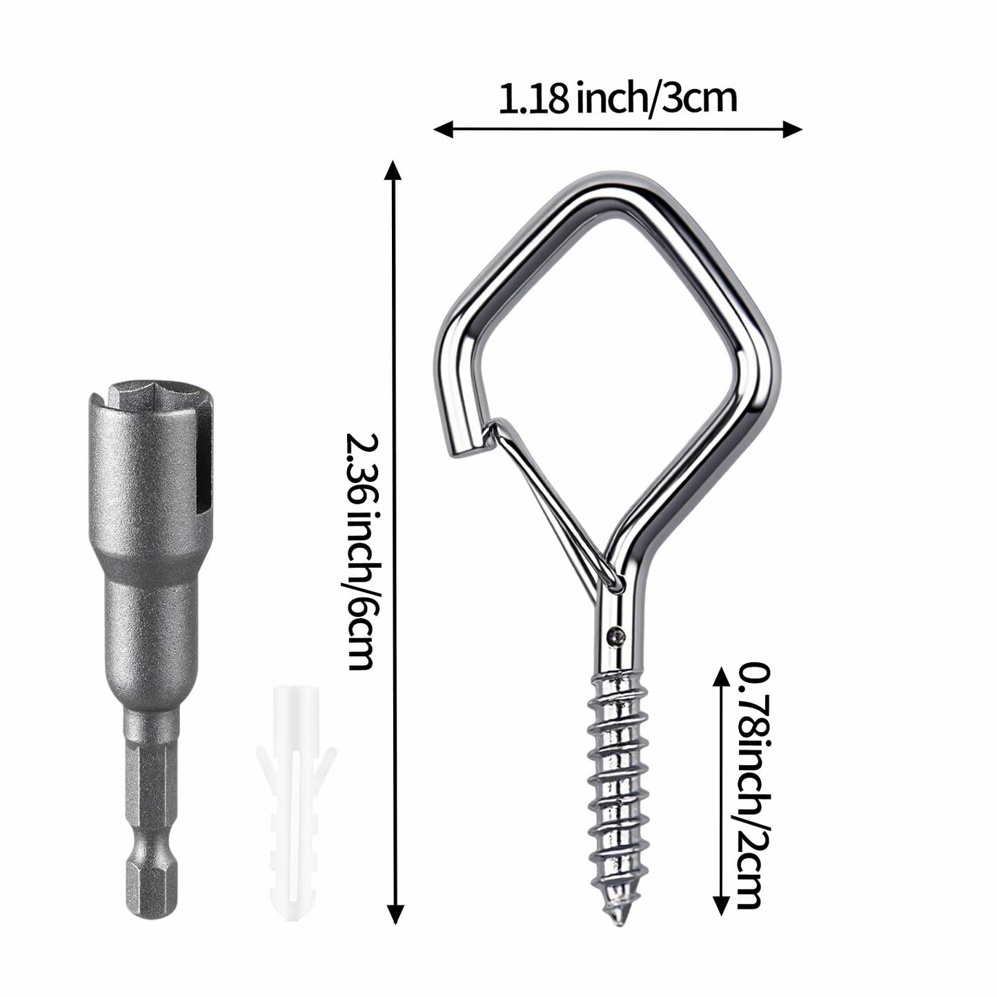Viweolm Screw Hooks for Hanging, 304 Stainless Steel Ceiling Hooks for Outdoor String Lights, Wind Chimes, Lanterns, Plants, and Decorations – Indoor and Outdoor Use (Stainless Steel, 50 pcs)