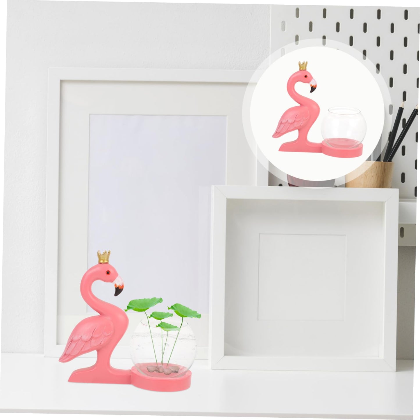 UKCOCO Flamingo Hydroponic Glass Vase Decorative Desktop Plant Terrarium for Air Plants Pothos Vine Shelf Centerpiece Home Office Living Decor