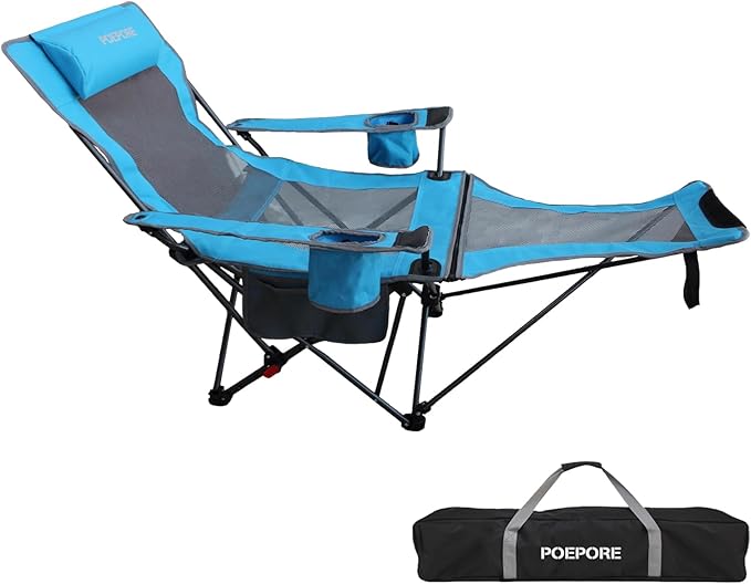 Reclining Camping Chair with Removable Footrest Lounge Chair with Headrest