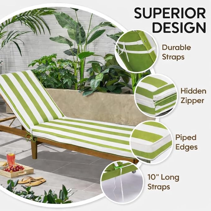 Only choice Chaise Lounge Cushions Outdoor, Fade & Water Resistant Patio Lounge