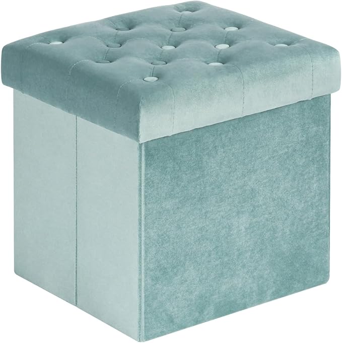 B FSOBEIIALEO Storage Ottoman Cube Velvet Tufted Folding Ottomans Footstool