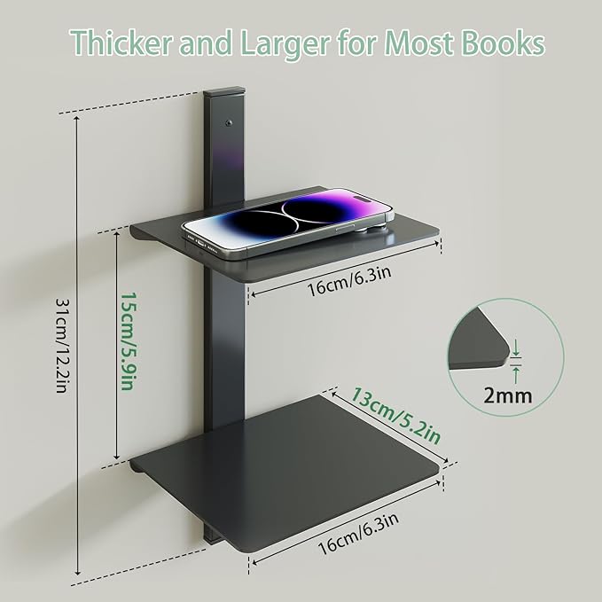 Floating Book Shelves for Wall, 4 Tier Invisible Floating Bookshelf, Vertical