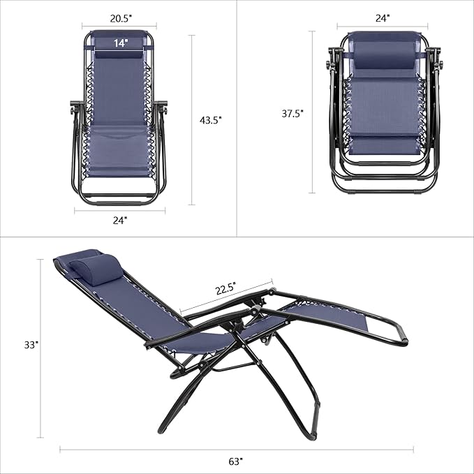 Devoko Patio Zero Gravity Chair Outdoor Folding Adjustable Reclining Chairs