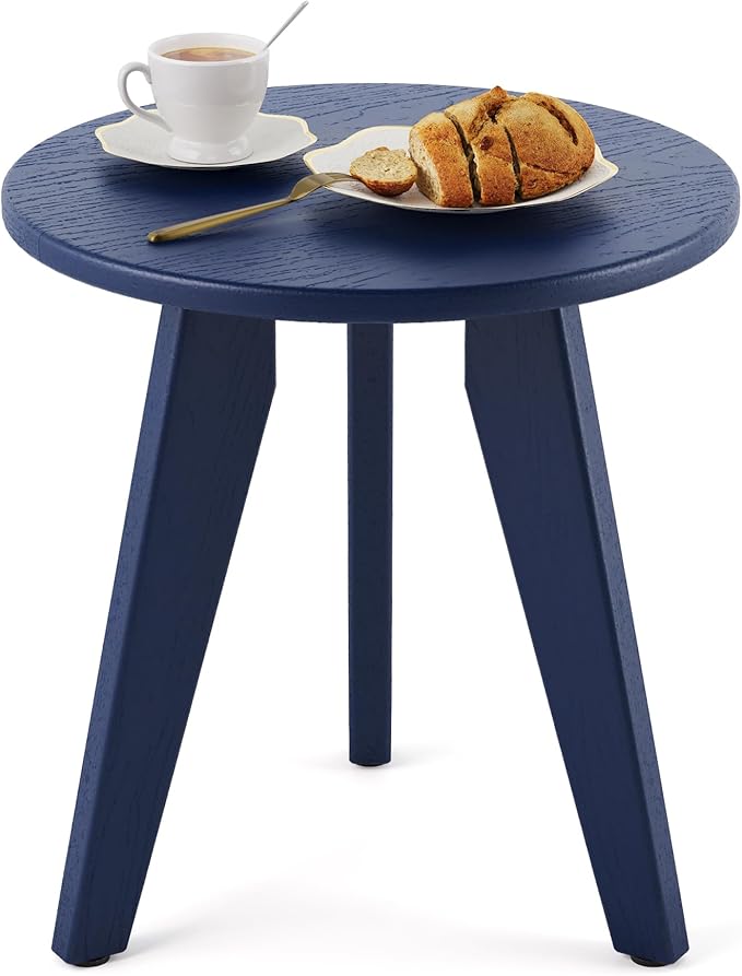 HDPS Outdoor Side Table, Small Round Side Table Weather-Resistant, Outdoor Side