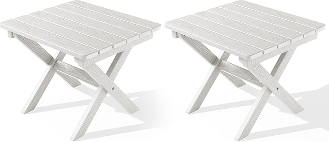 SERWALL Folding Outdoor Side Table Set of 2, Portable Adirondack Side Table