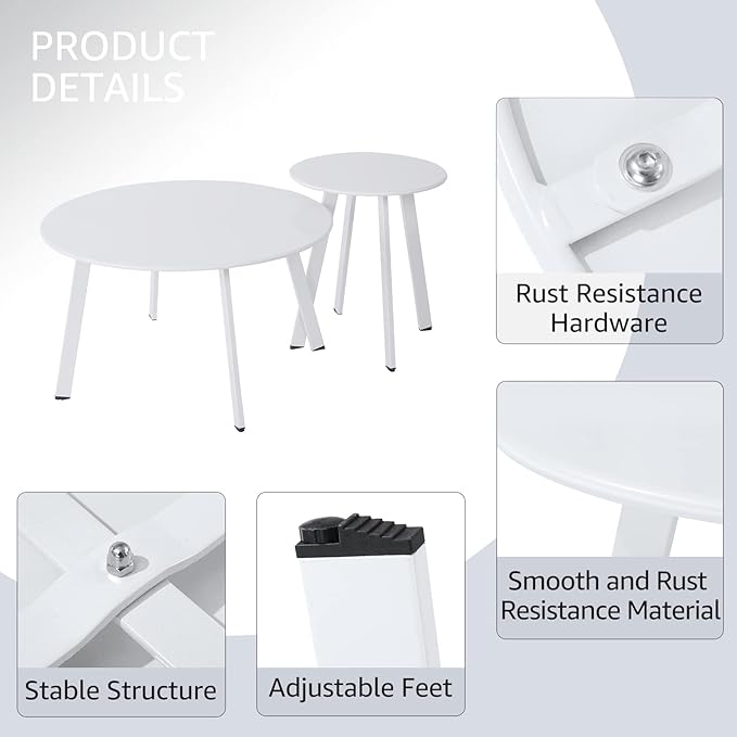 Patio Outdoor Coffee Table Set of 2
