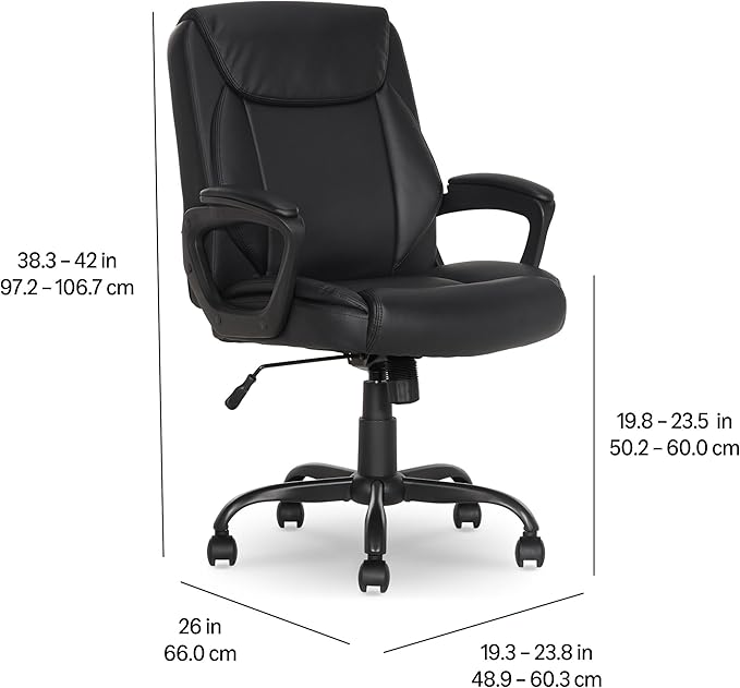 Amazon Basics Classic Puresoft PU Padded Mid-Back Office Desk Chair