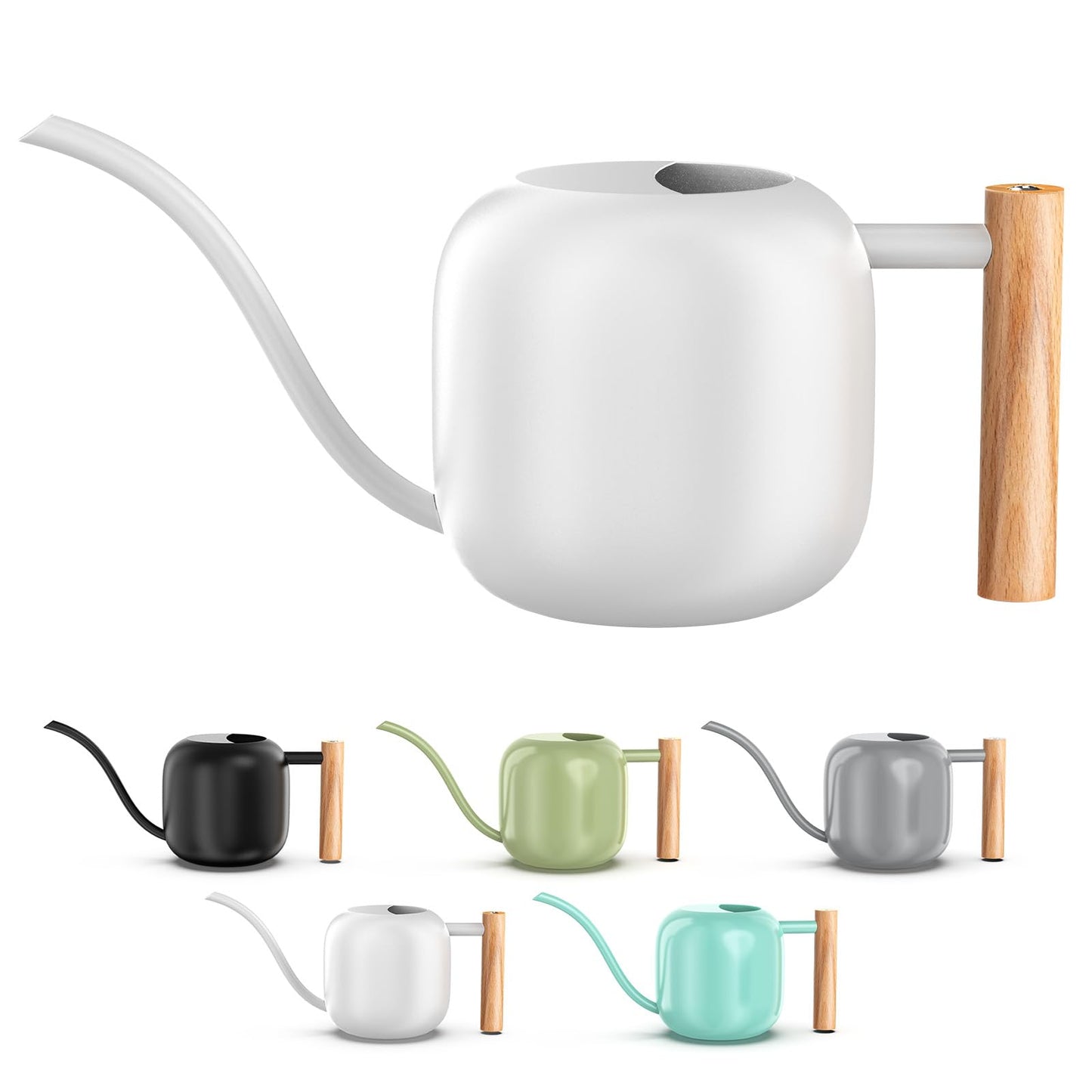 Green Moon Water Can Indoor Plant White 1.2L/41oz with Long Spout Small Water Can Metal Watering Can Pot for Indoor House Plant Bonsai Outdoor Garden Flowers Decorative