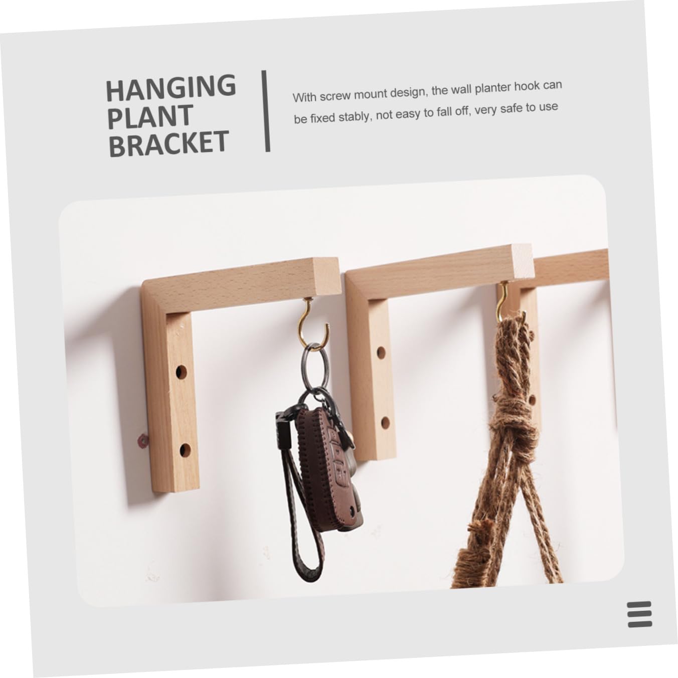 Toyvian 2pcs Wooden Plant Hook Wall Brackets for Hanging Flower Baskets Bird Feeders Wind Chimes Outdoor Garden Décor