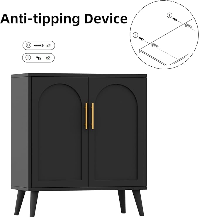Keehusux 15.7" D Black Buffet Cabinet