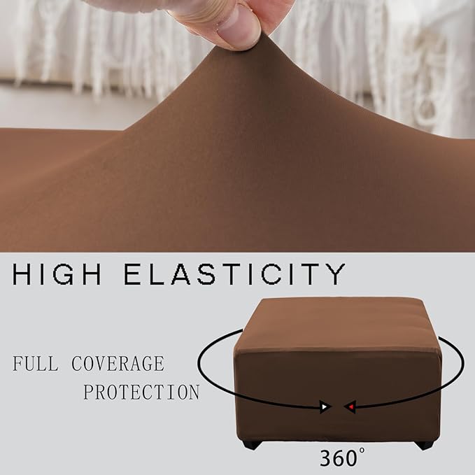 Super Stretch Ottoman Cover- Soft Form Fit Ottoman Cover Rectangular Ottoman