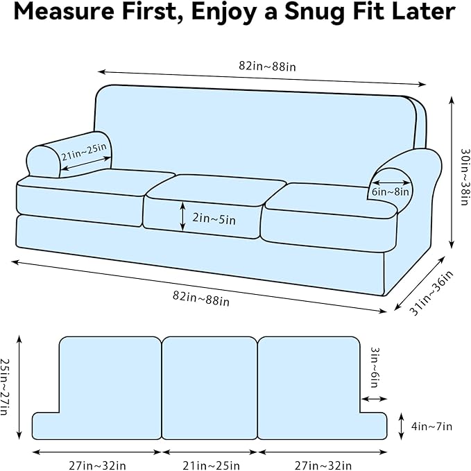 Waterproof Couch Cover 4-Piece Set Striped Sofa Slipcovers