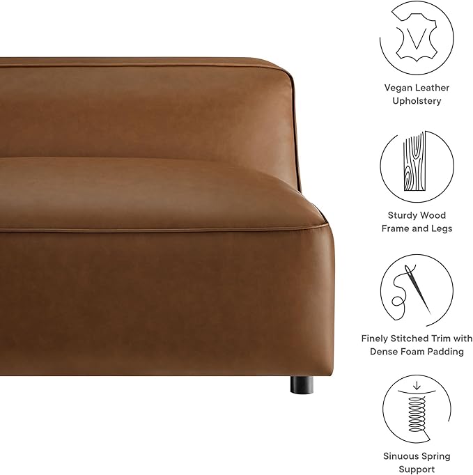 Modway Auren Vegan Leather Modular Armless Chair in Coffee