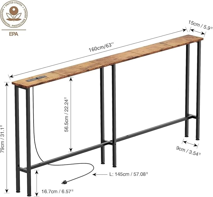 Keelian 63" Sofa Table Narrow Long
