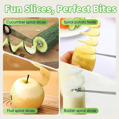 Stainless Steel Egg Spiral Slicer for Boiled Eggs, Potato, Tomato, Vegetables, Cucumbers and Carrots (2PCS)