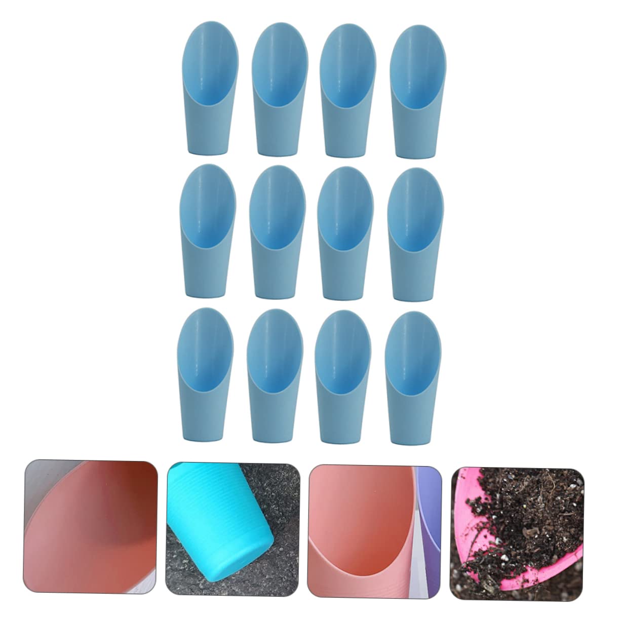 Kisangel 12pcs Plastic Potting Scooper Succulent Plants Scoop Small Plastic Scoop for Garden Bonsai Tool for Gardening Shovels Random Color