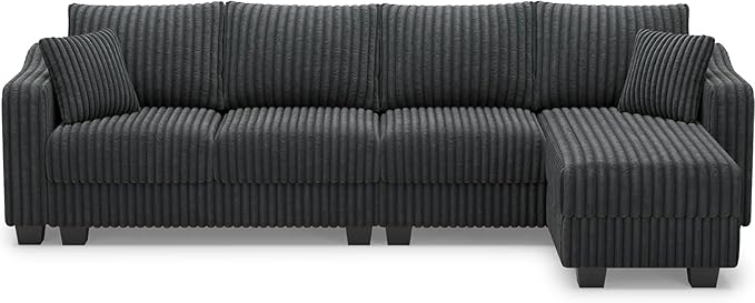 Belffin Sectional Couch with L-Shape Chaise L Shaped Couch with Ottoman