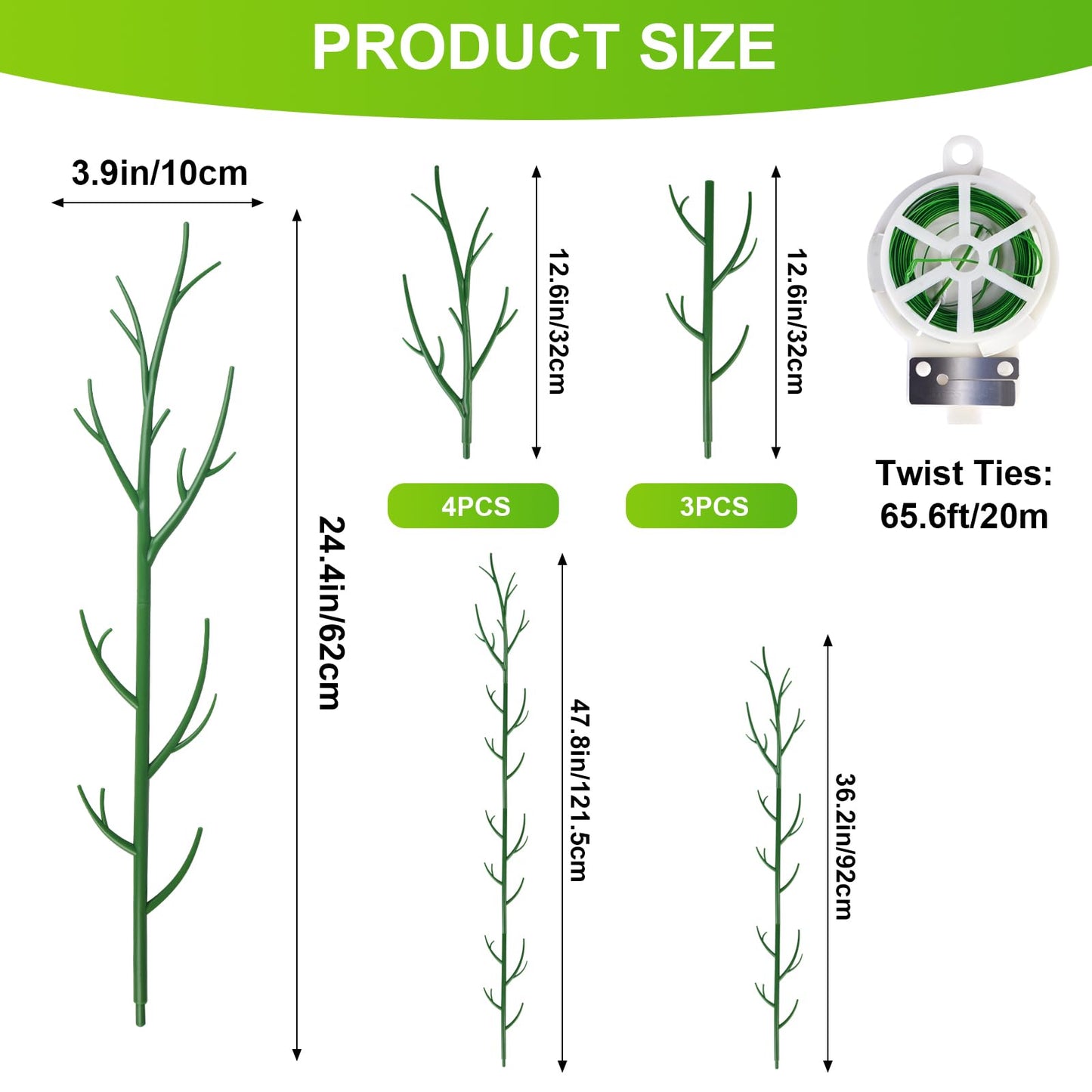 letesult 7 Pack Monstera Plant Support - 24.4" Plant Support Stakes for Indoor Plants Sticks Support Tall Indoor Plant Stakes with Twist Ties Stackable Plant Stem Support for Monstera Plants