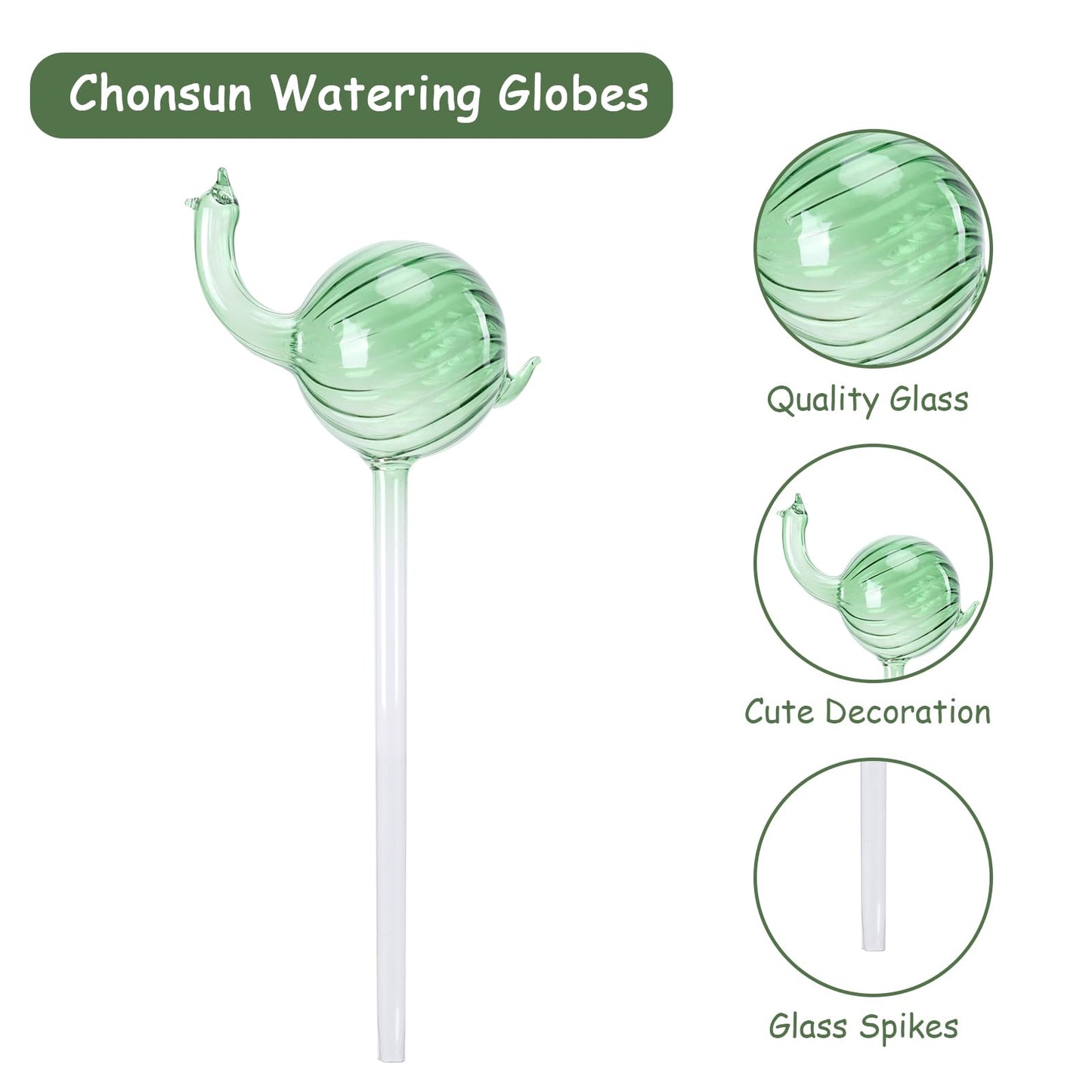 Chonsun Glass Plant Watering Globes 3PCS Plant Watering Devices Self Watering Planter Insert Automatic Plant Waterer Indoor Snail Decoration