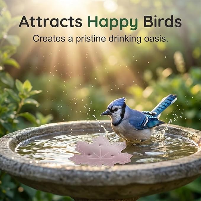 Universal Fit Bird Bath Purifier, Pure Copper Cleaning Disk with Triple Point Support Design, Fits Outdoor Birdbath & Bowl, Bird Bath Solar, Garden Fountain Provide Safe Clean Water