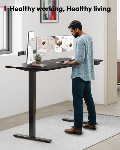 SANODESK Standing Desk Height Adjustable Electric Stand up Desk 71x32 Inches Sit Stand Home Office Desk with Splice Board, Black Frame/Black Top