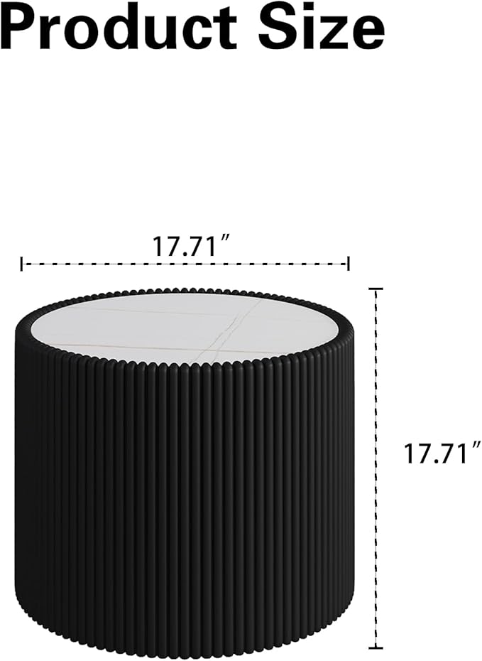 SSLine Round Drum Coffee Table Modern Sintered Stone Top Side End Table in