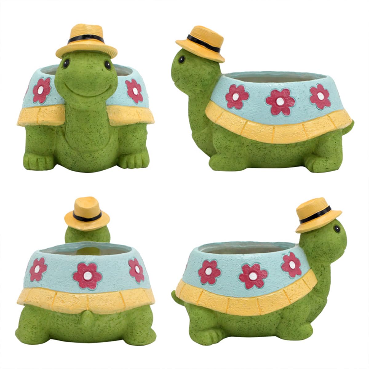 crayfomo Cute Turtle Resin Flower Pot | Indoor & Outdoor Planter for Succulents, Desk Display, Home Office Garden Decor & Plant Lover Gifts