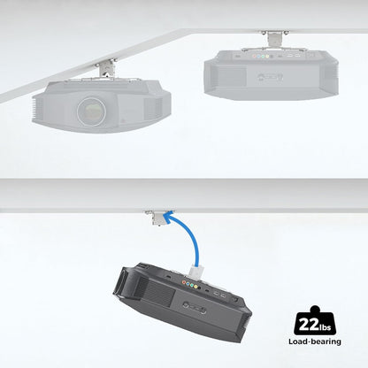 Low Profile Projector Ceiling Mount Universal, 22 lbs Max Weight, 360° Rotation 30° Tilt | Universal Projector Bracket 3.3" High, Suspended Drop Ceiling Mount Kit for Home & Office Projectors(White)
