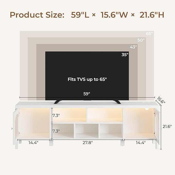 IRONCK TV Stand for 65 Inch TV, Modern Media TV Console