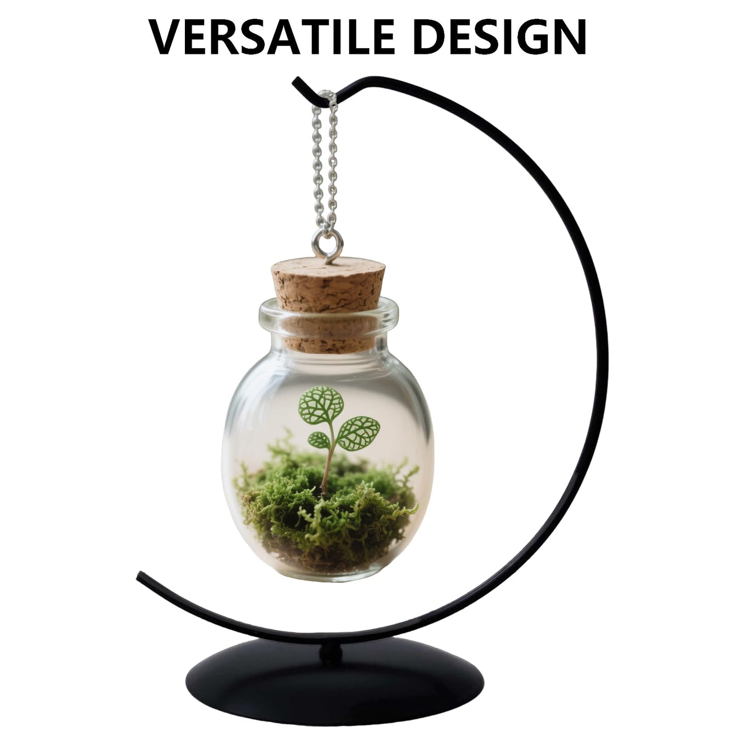 YY YEARCHY Ornament Display Stand Large for Hanging Glass Globe Ball Air Plant Flower Holder Metal Round Decorative (1, Black, 10"x5")