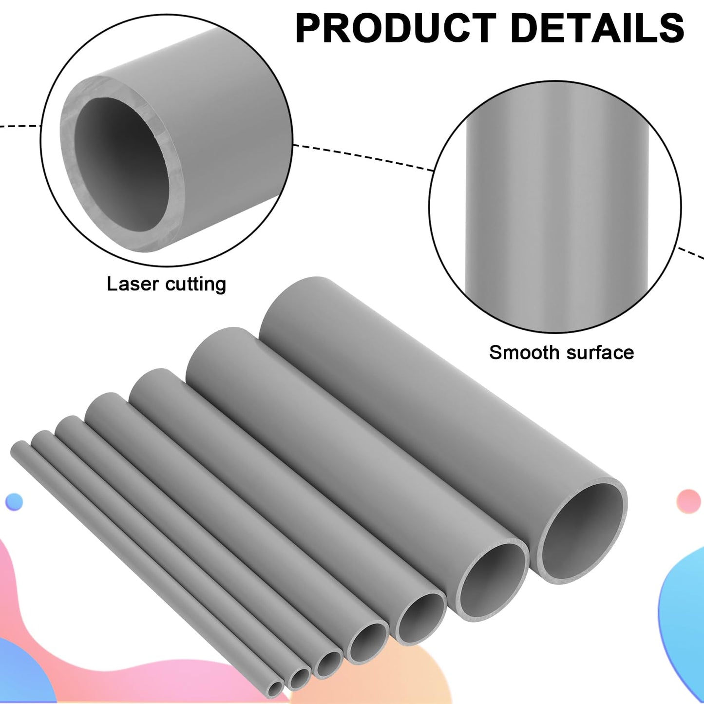 CKVIHAV 6Pcs 1/2 Inch Grey Electrical Conduit PVC Pipe 17" Long Sch40 PVC Rigid Tube Round Pipes Hardware Tubing for Home DIY Electrical Wiring Installation, Garden, Farm, Workshop,(0.50" x 17"L)