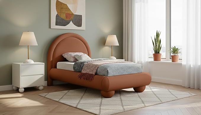 Meridian Furniture MadridCognac-T Madrid Collection Art Deco Twin Bed
