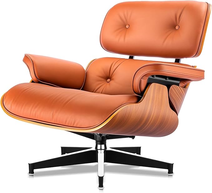 Top Grain Leather, Mid Century Chaise Lounge Chair and Ottoman, Modern Chair