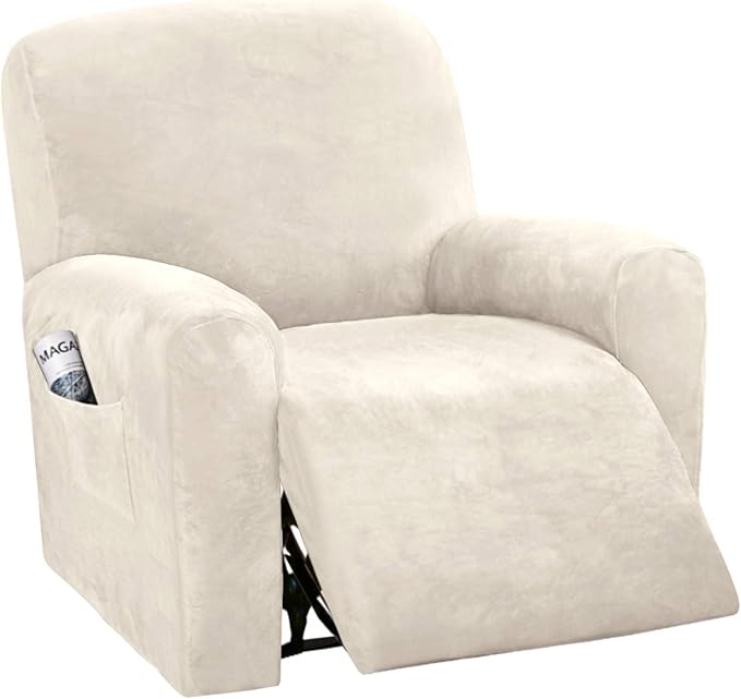H.VERSAILTEX Velvet Stretch Recliner Couch Covers 4-Pieces Style Recliner Chair