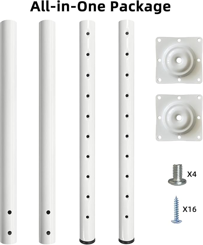 QLLY 24-40 inch Adjustable Metal Table Legs, Heavy Duty DIY Desk Legs