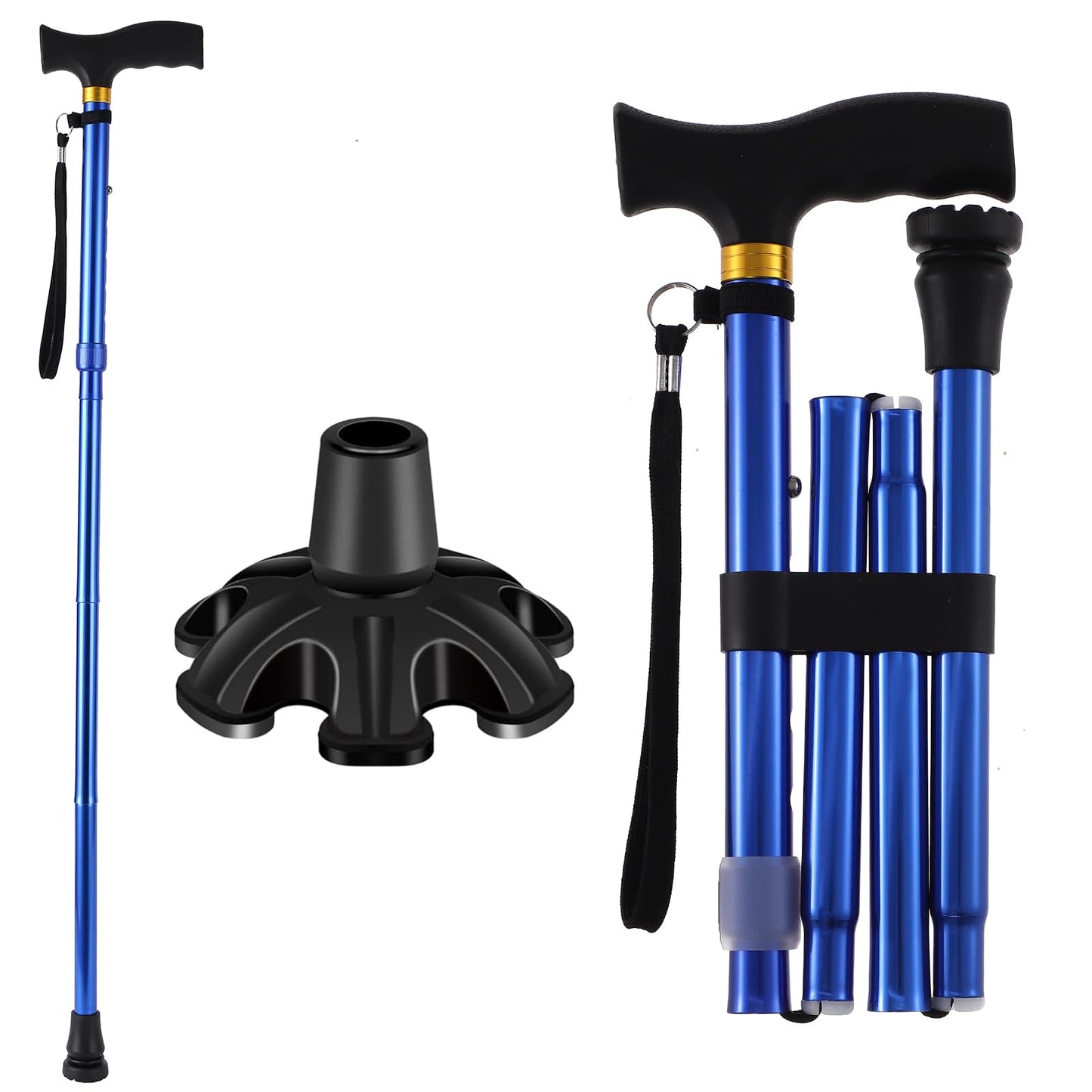 LIXIANG Walking Cane for Women for Stability Balance Folding Foldable Canes for Men Heavy Duty Collapsible Fashionable Decorative Cane Pure Blue