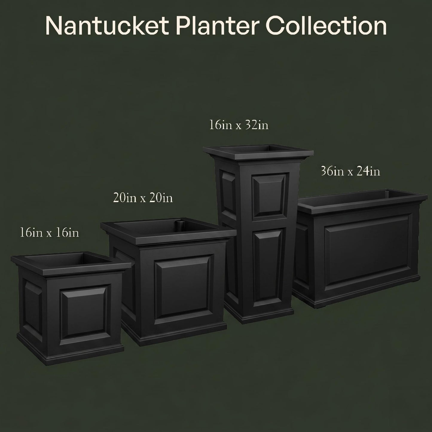 Mayne Nantucket 32-Inch Tall Planter – Self-Watering, Weather-Resistant Planter for Flowers – Durable Outdoor Design for Patio, Porch, or Entryway