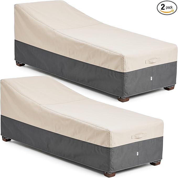 Extra Heavy Duty Patio Chaise Lounge Cover Waterproof 2 Pack