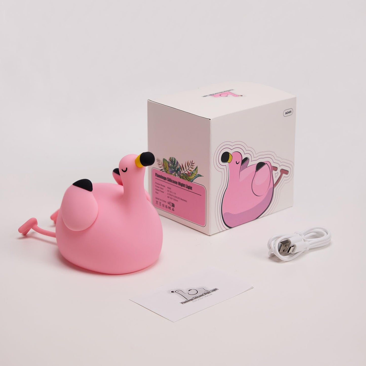 DADYLOBO Pink Flamingo Night Light for Kids, Dimmable Silicone LED Baby Nursery Night Light, Funny Nightlight Girls Trendy Gifts, Rechargeable Bedside Lamp Kawaii Pink Decor for Bedroom Home Office