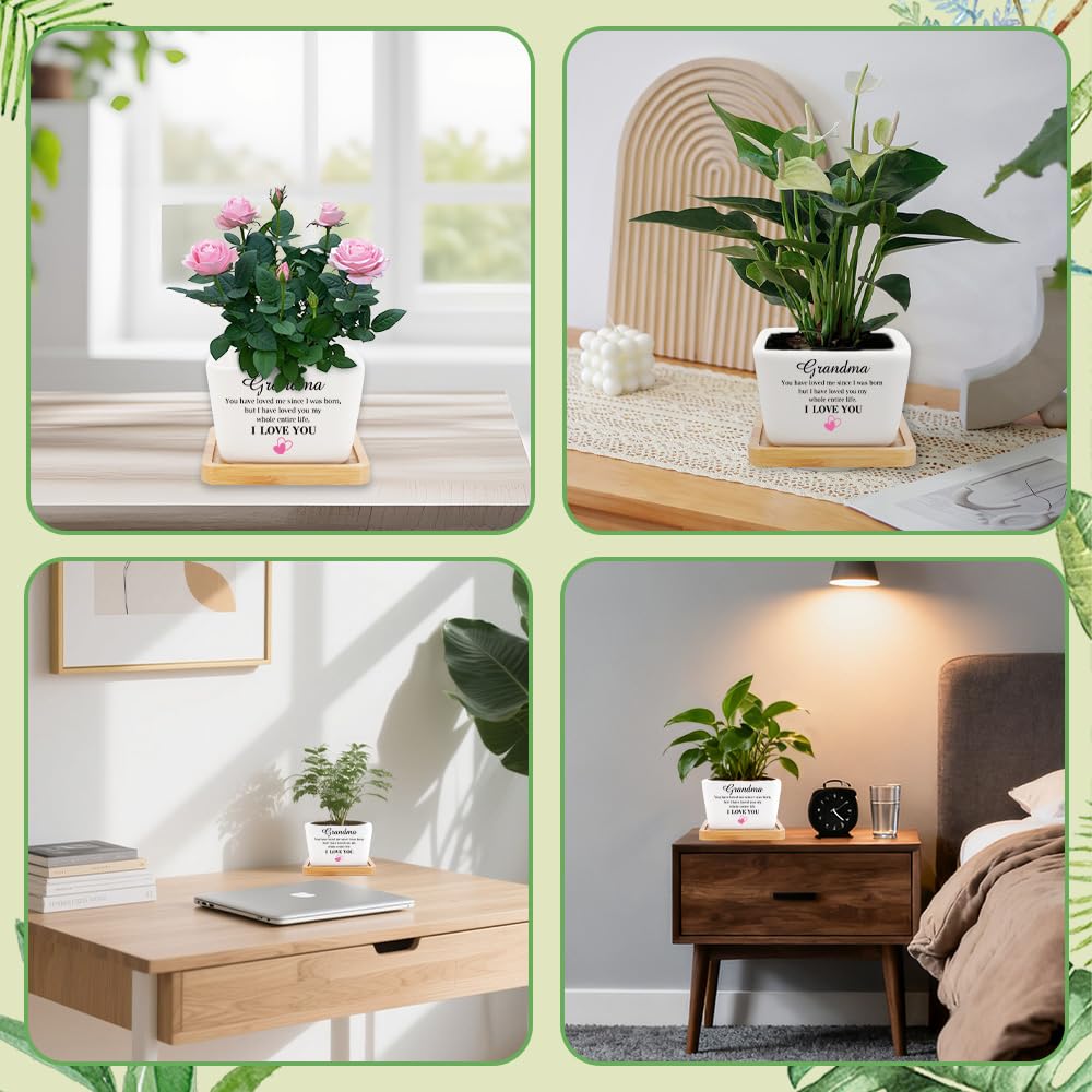 Grandma Gifts Mothers Day Plant Pots Gifts for Grandma Birthday Gift for Nana Granny Grammy Grandmother Nannie Meemaw Maw Maw Nanna from Grandson Granddaughter Grand Mother's Day Valentines Christmas