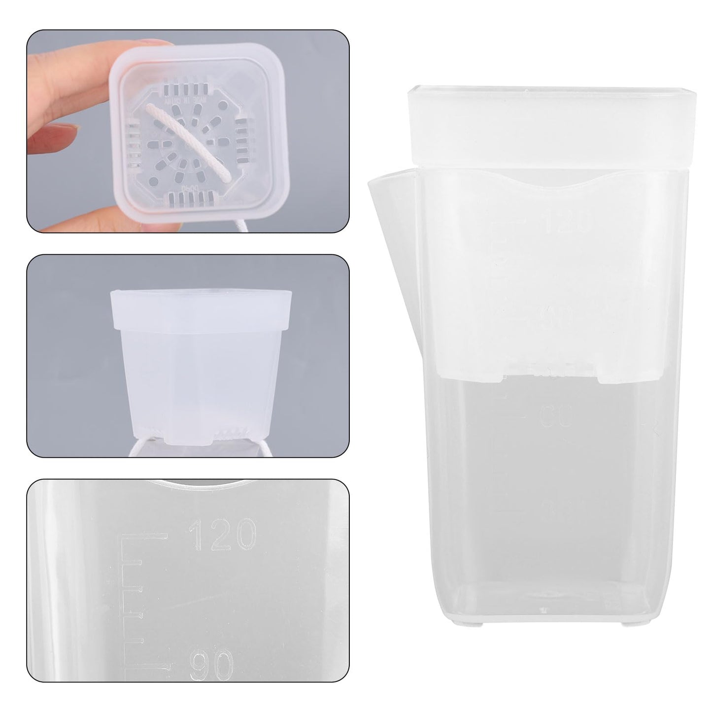 Goktvai 10pcs 2in/5cm Mini Self Watering Pots with Plant Labels and Wick, Clear Plastic Planters with Drainage Holes Water Level Indicator for Indoor Plants Alocasia Corm Propagation Sowing