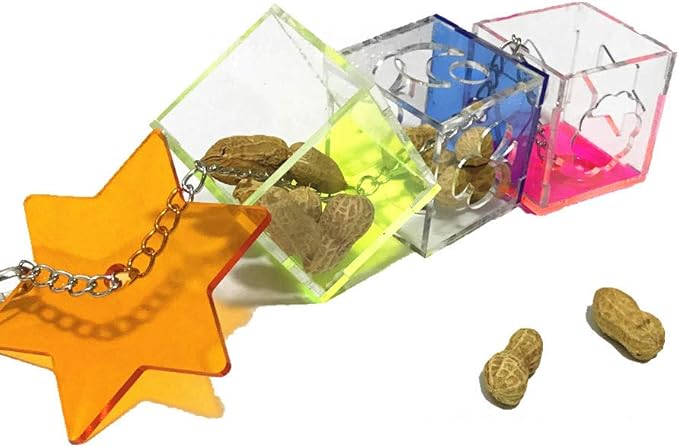 Bird Foraging Toys,Creative Parrot Feeder Box,Hanging Treat Foraging Toy for Anchovies,Parakeets,Cockatiel,Conure,Mynah,Macow