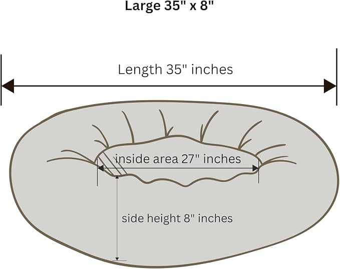 Organic Cotton Canvas Dog Bed: Removable Cover, Natural Fill - Made in USA (Black, Large 35" x 8" inches)