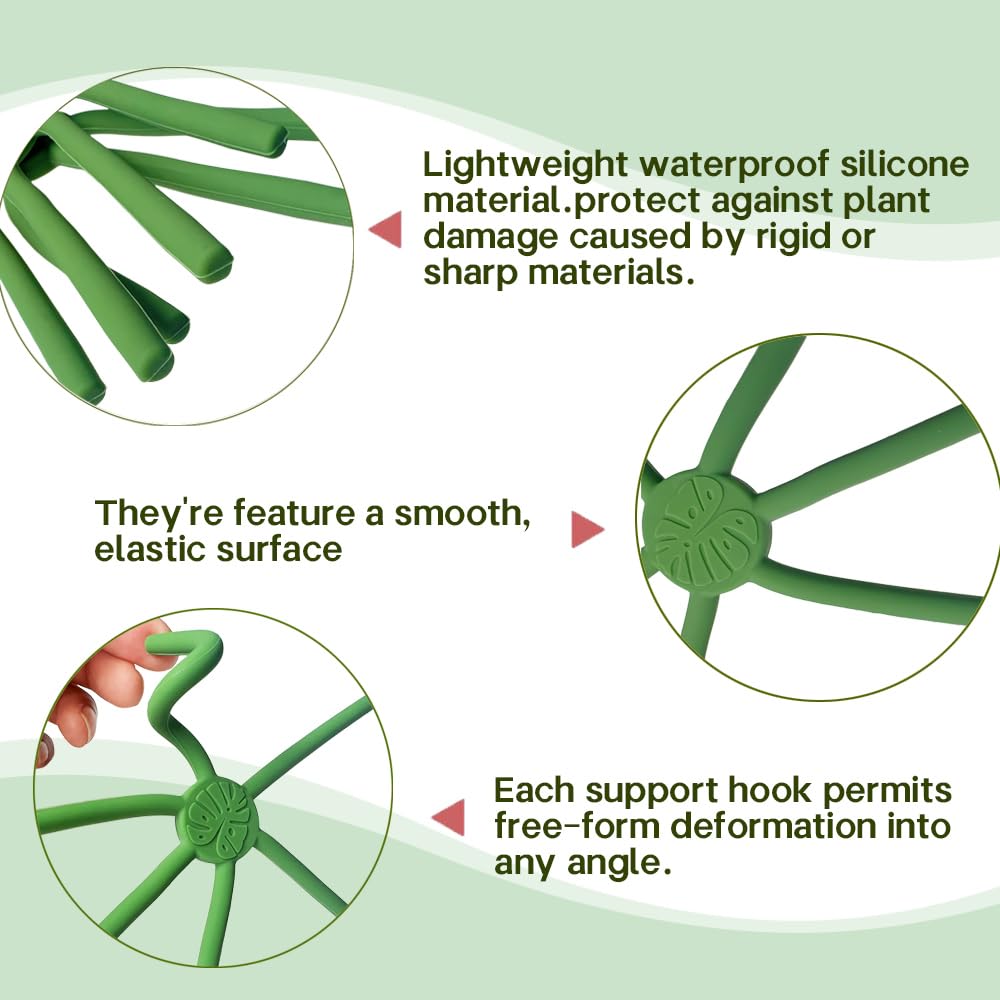 YjiaYjiaY 2 Pcs Free-Form Bending Silicone Plant Stem Support, L Size Flexible Hook Monstera Stem Supports, Reusable Silicone Plant Climbing Stakes Indoor Outdoor
