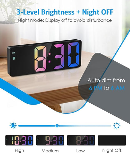 AMIR Upgraded Digital Alarm Clocks for Bedrooms, LED Digital Clock with Dual Power Supply, 12/24H, Dimmable,DST,Snooze,Desk Clock for Home Office School