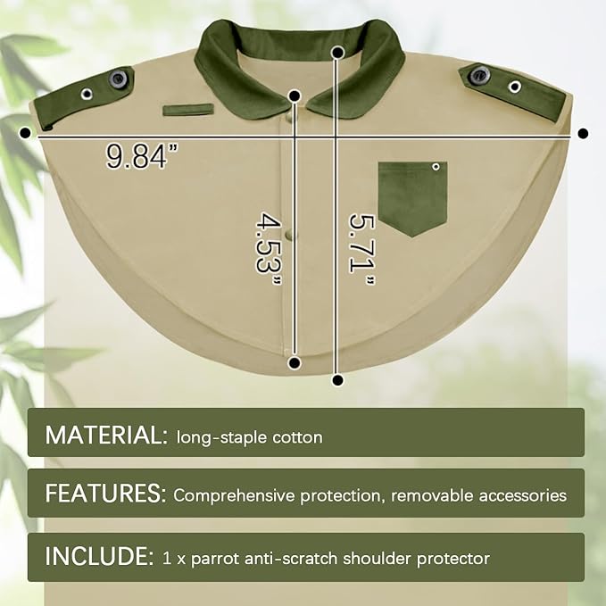 Parrot Anti-Scratch Shoulder Stand Pet Bird Training Shoulder Protector Cape Parrots Poop Shawl Diaper Flight Suits for Macaws Cockatoos Parakeets Cockatiels (Beige)