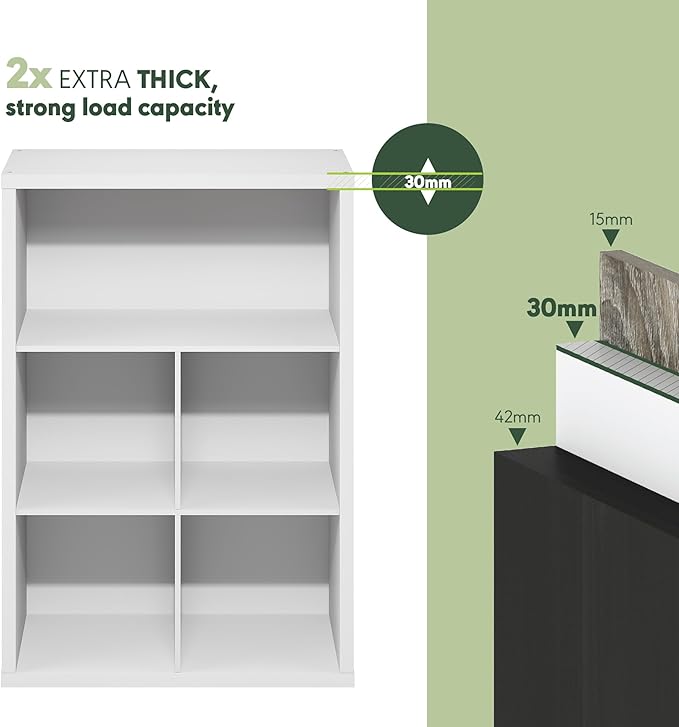 Furinno Cubicle Book Shelf, 5-Cube Bookshelf, Extra Thick Frame Cube Storage