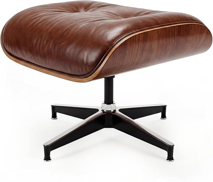 Top Grain Leather, Mid Century Chaise Lounge Chair and Ottoman, Reading Chair